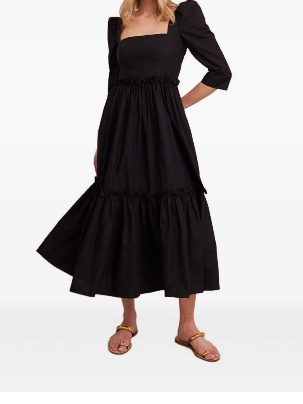 Cara Cara Blue Hill dress black long smocked dress sz 4